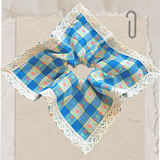Vintage Blossom Gingham Lace Scrunchie